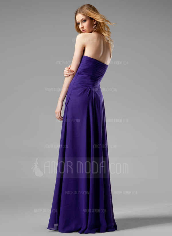 A-Lijn/Prinses Sweetheart Vloerlengte Chiffon Avondjurk met Roes Kraal Van Toepassing (017004313)
