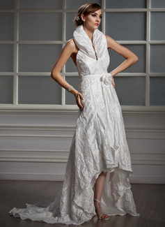Robe de Mariée Ligne-A/Princesse Bretelles autour du cou Assymetrique Taffetas Robe de Mariée avec Ondulé Fleurs (002012923) Robe de Mariée Ligne-A/Princesse Bretelles autour du cou Assymetrique Taffetas Robe de Mariée avec Ondulé Fleurs (002012923)