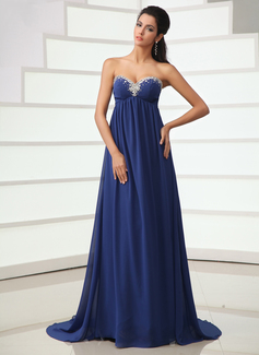 Avondjurken Keizer Sweetheart Lange Sleep Chiffon Avondjurken met Roes Kraal (017022716) Avondjurken Keizer Sweetheart Lange Sleep Chiffon Avondjurken met Roes Kraal (017022716)