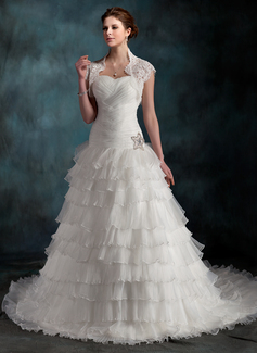 Robe de Mariée Ligne-A/Princesse Cœur Traîne Chapelle Organza Robe de Mariée avec Ondulé Perlé (002004767) Robe de Mariée Ligne-A/Princesse Cœur Traîne Chapelle Organza Robe de Mariée avec Ondulé Perlé (002004767)