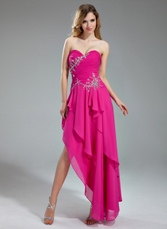 Robe de Bal de Promo Ligne-A/Princesse Cœur Assymetrique Mousseline Charmeuse Robe de Bal de Promo avec Ondulé Brodé (018018916) Robe de Bal de Promo Ligne-A/Princesse Cœur Assymetrique Mousseline Charmeuse Robe de Bal de Promo avec Ondulé Brodé (018018916)