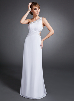Aftenkjoler A-linje One-Shoulder Gulvlang Chiffon Aftenkjole med Flæsekanter Perlebesat Palliet-belagt (017015106) Aftenkjoler A-linje One-Shoulder Gulvlang Chiffon Aftenkjole med Flæsekanter Perlebesat Palliet-belagt (017015106)