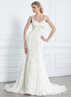 Robe de Mariée Sirene Col V Traîne Watteau Mousseline Dentelle Robe de Mariée avec Perlé (002005314) Robe de Mariée Sirene Col V Traîne Watteau Mousseline Dentelle Robe de Mariée avec Perlé (002005314)
