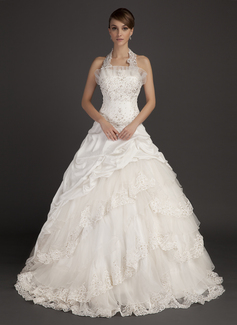 Robe de Mariée bal Bretelles autour du cou Traîne Chapelle Taffetas Organza Robe de Mariée avec Dentelle Perlé (002015494) Robe de Mariée bal Bretelles autour du cou Traîne Chapelle Taffetas Organza Robe de Mariée avec Dentelle Perlé (002015494)