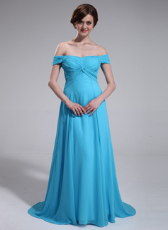 Avondjurken Keizer Open-Schouder Korte Sleep Chiffon Avondjurk met Roes (018025622)