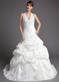 Robe de Mariée bal Bretelles autour du cou Traîne Chapelle Taffetas Robe de Mariée avec Ondulé lacet Perlé (002001447) Robe de Mariée bal Bretelles autour du cou Traîne Chapelle Taffetas Robe de Mariée avec Ondulé lacet Perlé (002001447)