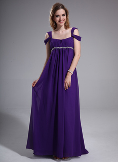 Avondjurken Keizer Open-Schouder Korte Sleep Chiffon Avondjurk met Roes Beading (018025631)