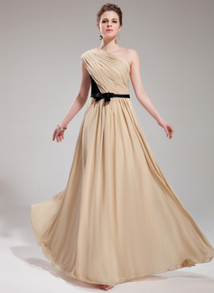 Aftenkjoler A-linje One-Shoulder Gulvlang Chiffon Charmeuse Aftenkjoler med Flæsekanter Bælterem (017019730) Aftenkjoler A-linje One-Shoulder Gulvlang Chiffon Charmeuse Aftenkjoler med Flæsekanter Bælterem (017019730)