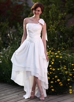 Robe de Mariée Ligne-A/Princesse Une epaule Assymetrique Mousseline de soie Robe de Mariée avec Ondulé Perlé (002025638) Robe de Mariée Ligne-A/Princesse Une epaule Assymetrique Mousseline de soie Robe de Mariée avec Ondulé Perlé (002025638)