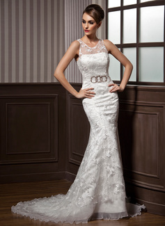 Robe de Mariée Sirene Col rond Traine courte Organza Satin Robe de Mariée avec Ondulé Dentelle Perlé (002011599) Robe de Mariée Sirene Col rond Traine courte Organza Satin Robe de Mariée avec Ondulé Dentelle Perlé (002011599)