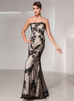 Avondjurken Zeemeermin Strapless Vloerlengte Tule Satijnzijde Avondjurk met Lace (017014428) Avondjurken Zeemeermin Strapless Vloerlengte Tule Satijnzijde Avondjurk met Lace (017014428)