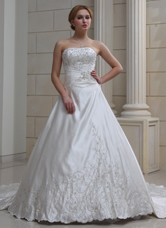 Robe de Mariée bal Cœur Traîne Cathedral Satin Robe de Mariée avec Broderie Perlé (002004478) Robe de Mariée bal Cœur Traîne Cathedral Satin Robe de Mariée avec Broderie Perlé (002004478)