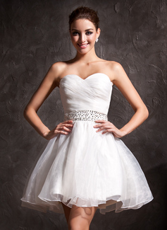 Robe de Mariée Ligne-A/Princesse Cœur Court/Mini Organza Robe de Mariée avec Ondulé Perlé Sequins (002011383) Robe de Mariée Ligne-A/Princesse Cœur Court/Mini Organza Robe de Mariée avec Ondulé Perlé Sequins (002011383)