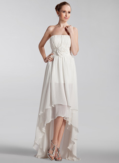 Robe de Mariée Ligne-A/Princesse Sans bretelles Assymetrique Mousseline Robe de Mariée avec Ondulé Fleurs (002024297) Robe de Mariée Ligne-A/Princesse Sans bretelles Assymetrique Mousseline Robe de Mariée avec Ondulé Fleurs (002024297)