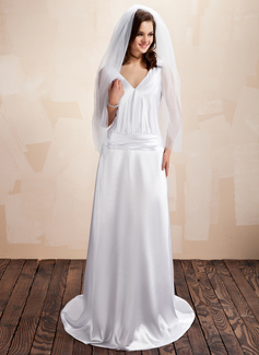 Robe de Mariée Coupe droite Col V Traine longue Charmeuse Robe de Mariée avec Ondulé Dentelle (002012738) Robe de Mariée Coupe droite Col V Traine longue Charmeuse Robe de Mariée avec Ondulé Dentelle (002012738)