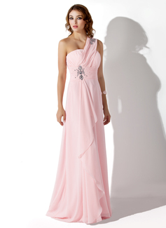 Aftenkjoler Empire One-Shoulder Sweep-slæb Chiffon Aftenkjoler med Flæsekanter Perlebesat (017002568) Aftenkjoler Empire One-Shoulder Sweep-slæb Chiffon Aftenkjoler med Flæsekanter Perlebesat (017002568)