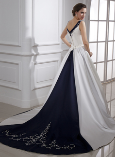 Robe de Mariée bal Col V Traîne Chapelle Satin Robe de Mariée avec Broderie Echarpes (002015473) Robe de Mariée bal Col V Traîne Chapelle Satin Robe de Mariée avec Broderie Echarpes (002015473)