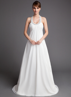 Robe de Mariée Empire Bretelles autour du cou Traine courte Mousseline Robe de Mariée avec Ondulé Perlé (002001313) Robe de Mariée Empire Bretelles autour du cou Traine courte Mousseline Robe de Mariée avec Ondulé Perlé (002001313)