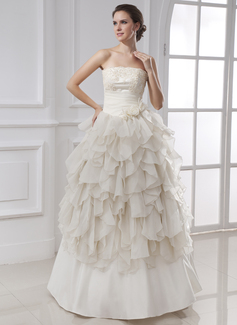 Robe de Mariée bal Sans bretelles Longeur au sol Mousseline Satin Robe de Mariée avec Ondulé Dentelle Fleurs (002015482) Robe de Mariée bal Sans bretelles Longeur au sol Mousseline Satin Robe de Mariée avec Ondulé Dentelle Fleurs (002015482)