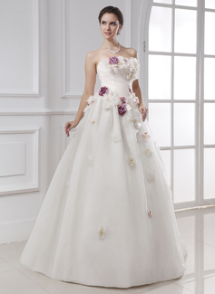 Robe de Mariée bal Sans bretelles Longeur au sol Organza Robe de Mariée avec Ondulé Perlé Fleurs (002015481) Robe de Mariée bal Sans bretelles Longeur au sol Organza Robe de Mariée avec Ondulé Perlé Fleurs (002015481)