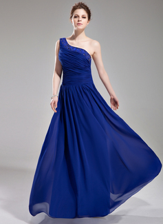 Aftenkjoler A-linje One-Shoulder Gulvlang Chiffon Aftenkjoler med Flæsekanter Perlebesat (017004376) Aftenkjoler A-linje One-Shoulder Gulvlang Chiffon Aftenkjoler med Flæsekanter Perlebesat (017004376)