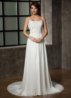 Robe de Mariée Ligne-A/Princesse Col rond Traîne Chapelle Mousseline Robe de Mariée avec Ondulé Perlé Pailleté (002011441) Robe de Mariée Ligne-A/Princesse Col rond Traîne Chapelle Mousseline Robe de Mariée avec Ondulé Perlé Pailleté (002011441)