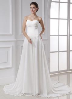 Robe de Mariée Ligne-A/Princesse Cœur Traîne Chapelle Mousseline Robe de Mariée avec Ondulé (002015479) Robe de Mariée Ligne-A/Princesse Cœur Traîne Chapelle Mousseline Robe de Mariée avec Ondulé (002015479)