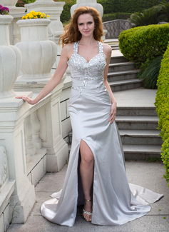 Robe de Bal de Promo Sirene Cœur Traîne Watteau Charmeuse Robe de Bal de Promo avec Ondulé Perles (018024666) Robe de Bal de Promo Sirene Cœur Traîne Watteau Charmeuse Robe de Bal de Promo avec Ondulé Perles (018024666)
