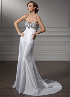 Robe de Bal de Promo Empire Cœur Traine courte Taffetas Robe de Bal de Promo avec Brodé (018005357)