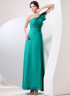 Avondjurken A-Lijn/Prinses Een-Schouder Vloerlengte Chiffon Avondjurk met Roes (017014056) Avondjurken A-Lijn/Prinses Een-Schouder Vloerlengte Chiffon Avondjurk met Roes (017014056)