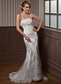 Robe de Mariée Sirene Sans bretelles Traine courte Tulle Charmeuse Robe de Mariée avec Ondulé Dentelle Broche florale en cristal (002012589) Robe de Mariée Sirene Sans bretelles Traine courte Tulle Charmeuse Robe de Mariée avec Ondulé Dentelle Broche florale en cristal (002012589)