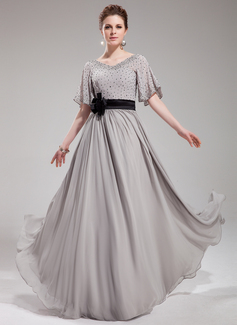 Avondjurken A-Lijn/Prinses V-nek Vloerlengte Chiffon Satijnzijde Avondjurk met Sash Kraal Bloem(En) Lovertjes (017019724) Avondjurken A-Lijn/Prinses V-nek Vloerlengte Chiffon Satijnzijde Avondjurk met Sash Kraal Bloem(En) Lovertjes (017019724)
