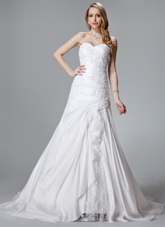 Robe de Mariée Ligne-A/Princesse Cœur Traine courte Taffetas lacet Robe de Mariée avec Ondulé lacet Perlé (002000455) Robe de Mariée Ligne-A/Princesse Cœur Traine courte Taffetas lacet Robe de Mariée avec Ondulé lacet Perlé (002000455)