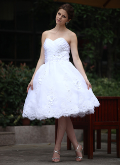Robe de Mariée Ligne-A/Princesse Cœur Mi-longues Taffetas Organza Robe de Mariée avec Ondulé lacet Perlé Fleurs (016026254) Robe de Mariée Ligne-A/Princesse Cœur Mi-longues Taffetas Organza Robe de Mariée avec Ondulé lacet Perlé Fleurs (016026254)