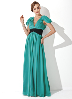 Avondjurken A-Lijn/Prinses V-nek Vloerlengte Chiffon Avondjurk met Roes Sash (017020683) Avondjurken A-Lijn/Prinses V-nek Vloerlengte Chiffon Avondjurk met Roes Sash (017020683)