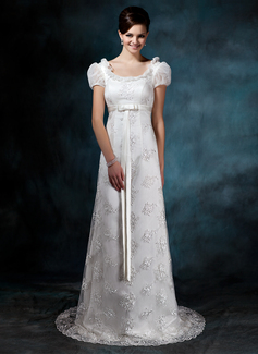 Robe de Mariée Coupe droite Col rond Traine courte Satin Tulle Robe de Mariée avec Dentelle (002011643) Robe de Mariée Coupe droite Col rond Traine courte Satin Tulle Robe de Mariée avec Dentelle (002011643)
