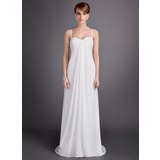 Empire Cœur Traine longue Mousseline Robe de Mariée avec Ondulé Perlé (002011591)