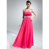 Empire Sans bretelles Longeur au sol Mousseline Charmeuse Robe de Bal de Promo avec Brodé (018015517)