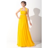 Keizer Halter Vloerlengte Chiffon Vakantie Jurk met Roes Kraal (020015090)