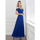 A-Lijn/Prinses Halter Enkellengte Chiffon Avondjurk met Roes (017005287)