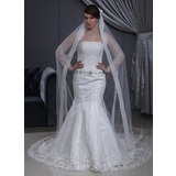 Sirene Sans bretelles Traîne Chapelle Satin Tulle Robe de Mariée avec Dentelle Perlé (002011462)
