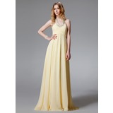 A-Lijn/Prinses Halter Vloerlengte Chiffon Avondjurken met Roes Kraal (017004459)