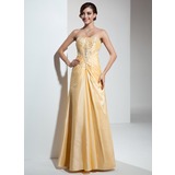 Ligne-A/Princesse Cœur Longeur au sol Taffetas Robe de Bal de Promo avec Ondulé Brodé (018005090)