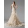 Ligne-A/Princesse Col V Traine courte Organza Satin Dentelle Robe de Mariée avec Perlé (002000249)