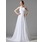 Empire Une epaule Traîne Chapelle Mousseline Charmeuse Robe de Mariée avec Ondulé Fleurs (002000447)