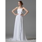 Empire Cœur Traine courte Mousseline Robe de Mariée avec Ondulé Dentelle Perlé Fleurs (002004001)