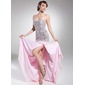 A-Line/Princess Sweetheart Sweep Train Chiffon Prom Dress With Beading (018014715)