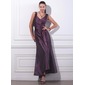 A-Linie/Princess-Linie V-Ausschnitt Knöchellang Taft Abendkleid mit Rüschen (017012861)