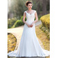 Ligne-A/Princesse Col V Traîne Chapelle mousseline de soie Robe de Mariée avec dentelle Perlé Pailleté (002000159) Ligne-A/Princesse Col V Traîne Chapelle mousseline de soie Robe de Mariée avec dentelle Perlé Pailleté (002000159)