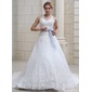 bal Bretelles autour du cou Traîne Cathedral Organza Satin Robe de Mariée avec Dentelle Echarpes Broche florale en cristal (002011690)